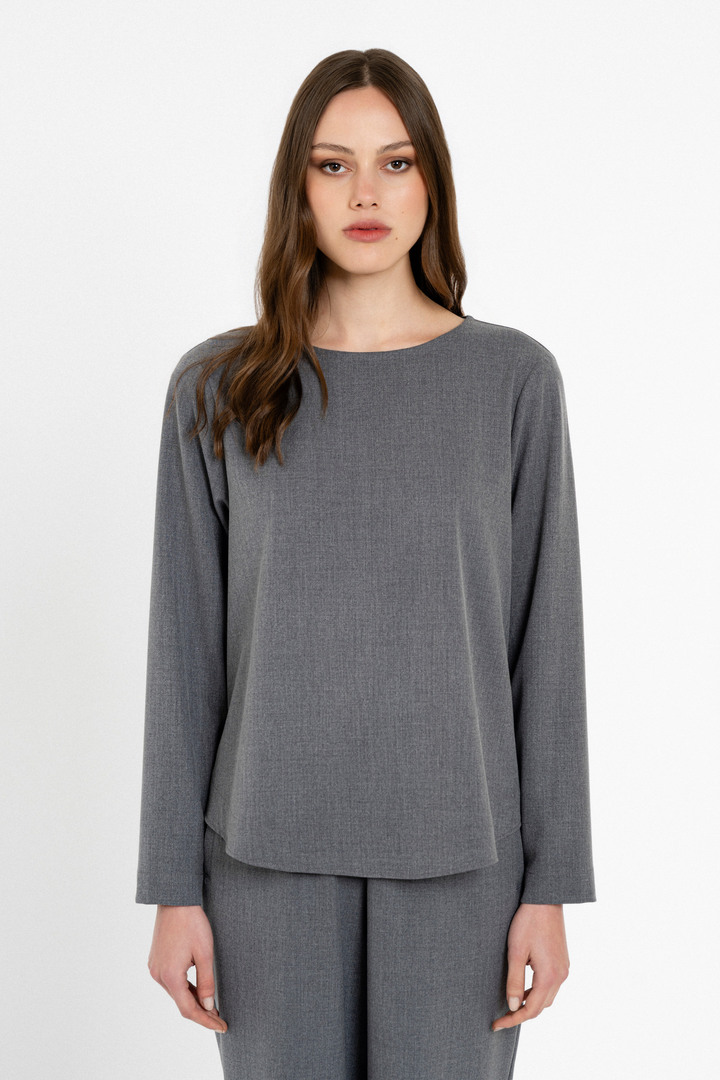 LIGHT T/R BLOUSE GREY MELANGE