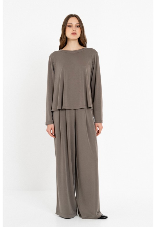 CUPRO PIQUE TOP TAUPE