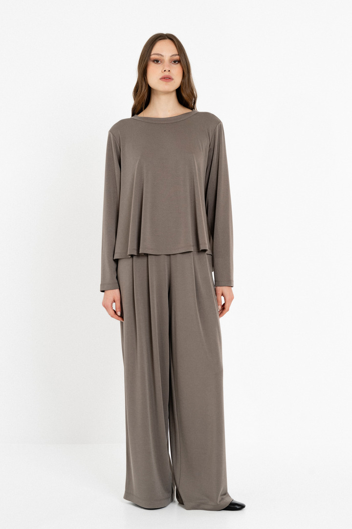 CUPRO PIQUE TOP TAUPE