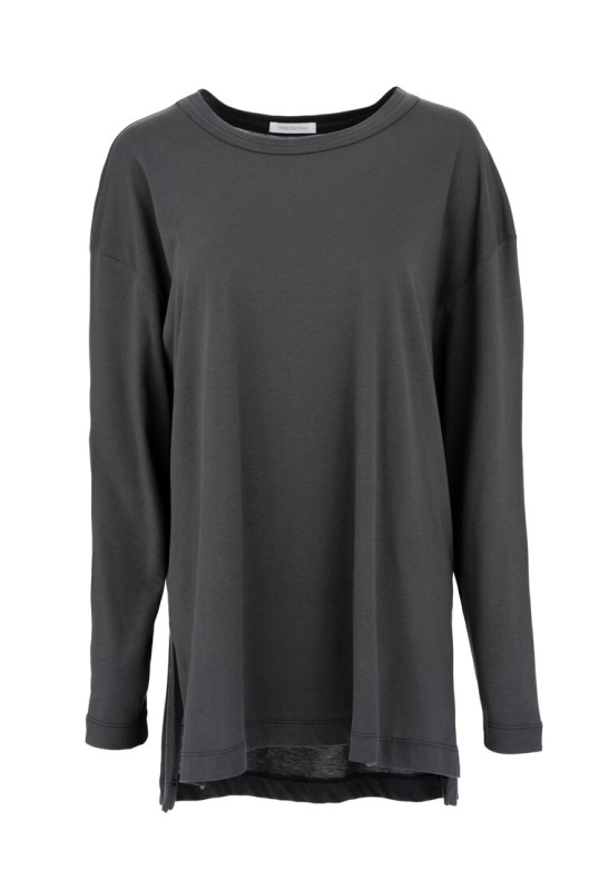 ORGANIC JERSEY OVERSIZED LONG TOP GRAPHITE