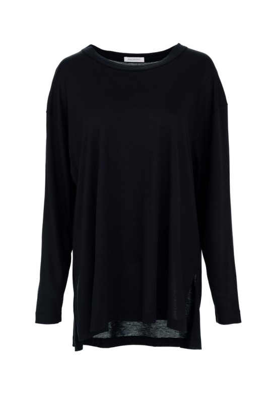 ORGANIC JERSEY OVERSIZED LONG TOP BLACK