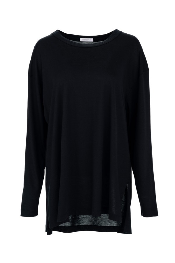 ORGANIC JERSEY OVERSIZED LONG TOP BLACK