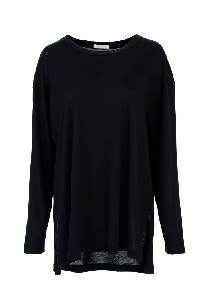 ORGANIC JERSEY OVERSIZED LONG TOP BLACK