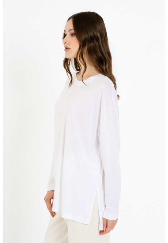 ORGANIC JERSEY OVERSIZED LONG TOP WHITE
