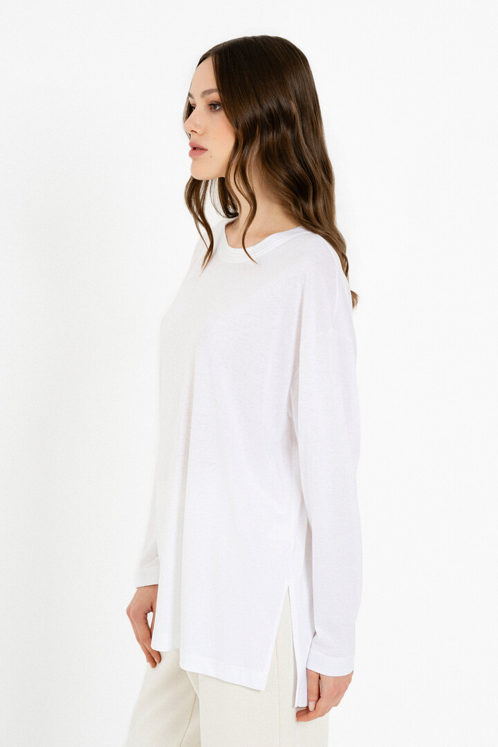 ORGANIC JERSEY OVERSIZED LONG TOP WHITE