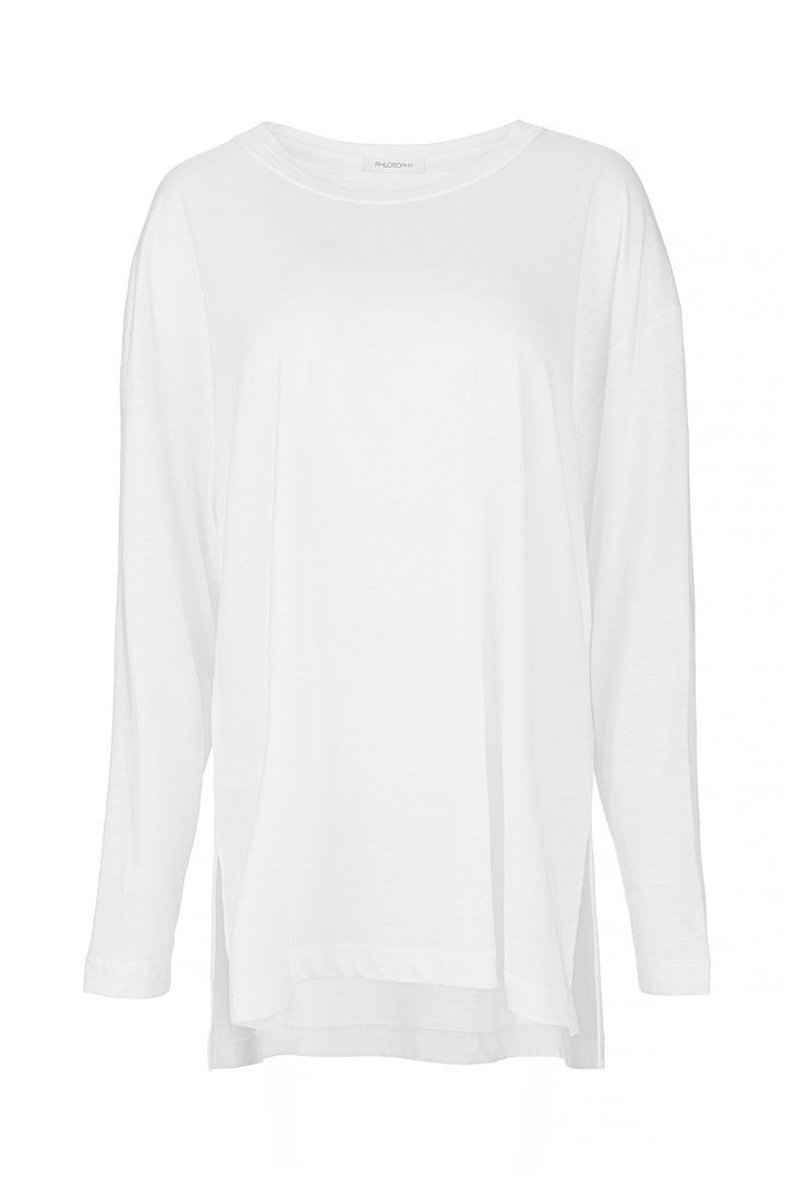 ORGANIC JERSEY OVERSIZED LONG TOP WHITE