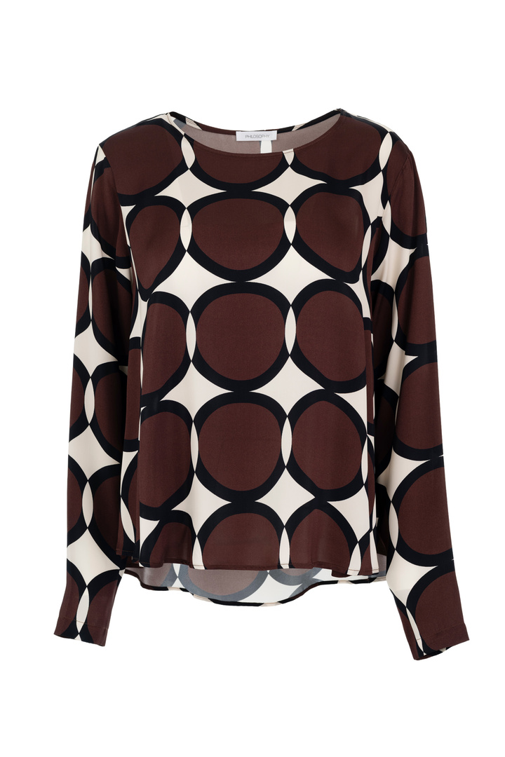 SATIN PRINT TOP BROWN