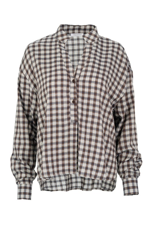 PLAID TOP BROWN