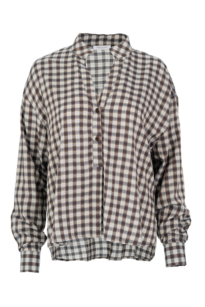 PLAID TOP BROWN