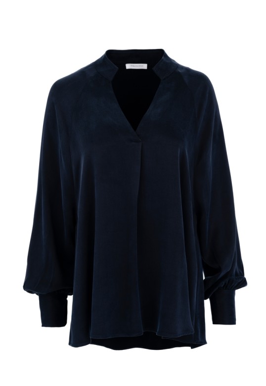 CUPRO VISCOSE BLOUSE BLUE BLACK