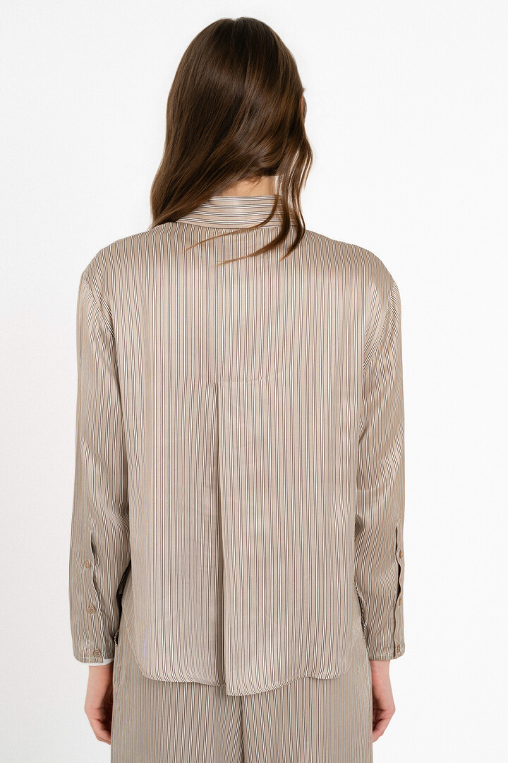 SATIN STRIPES CROPPED TOP BEIGE