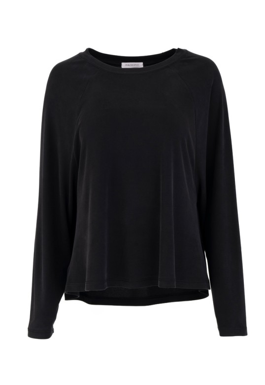 RIB SANDWASHED TOP BLACK