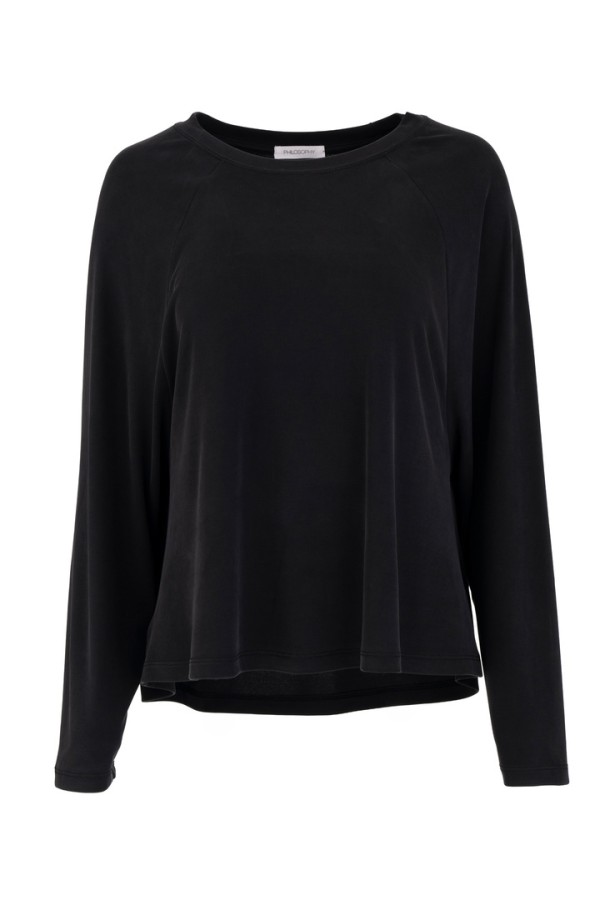 RIB SANDWASHED TOP BLACK