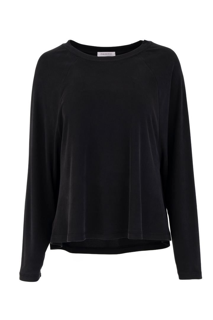 RIB SANDWASHED TOP BLACK
