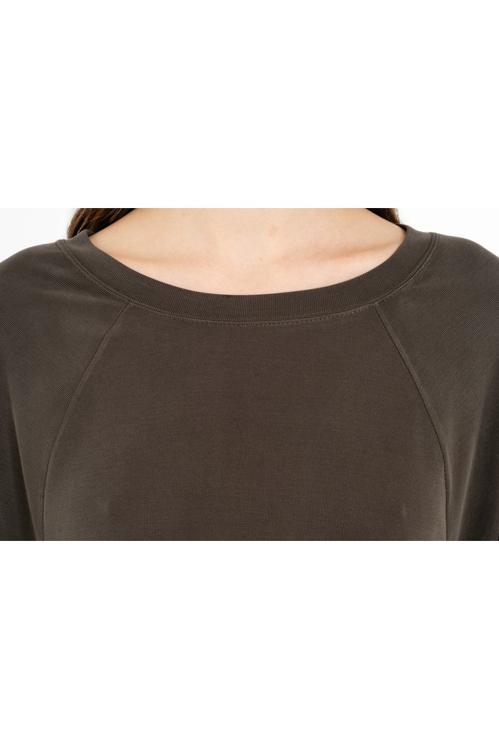 RIB SANDWASHED TOP DARK KHAKI