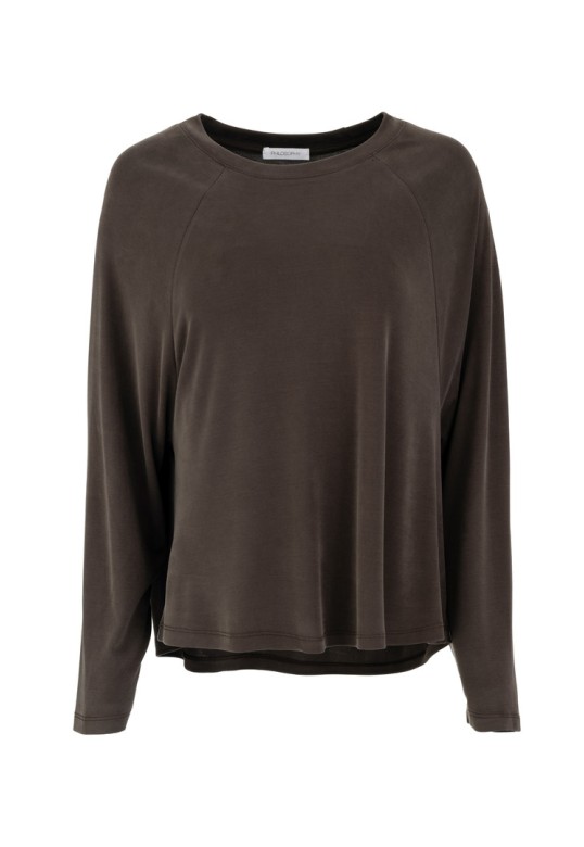 RIB SANDWASHED TOP DARK KHAKI