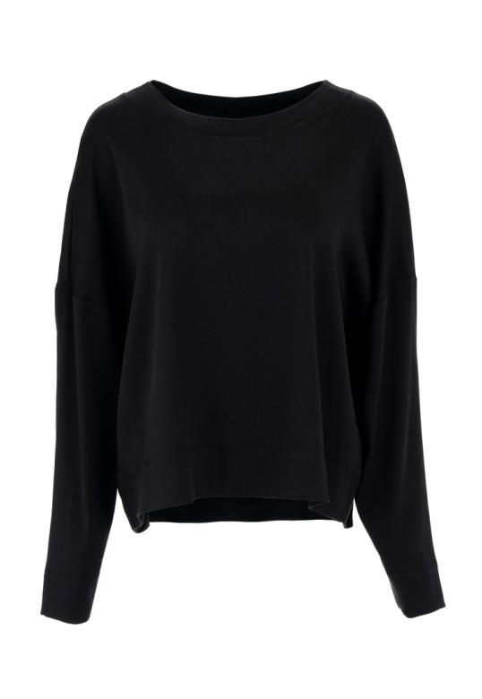 SATIN SANDWASHED TOP BLACK