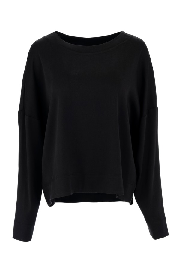 SATIN SANDWASHED TOP BLACK