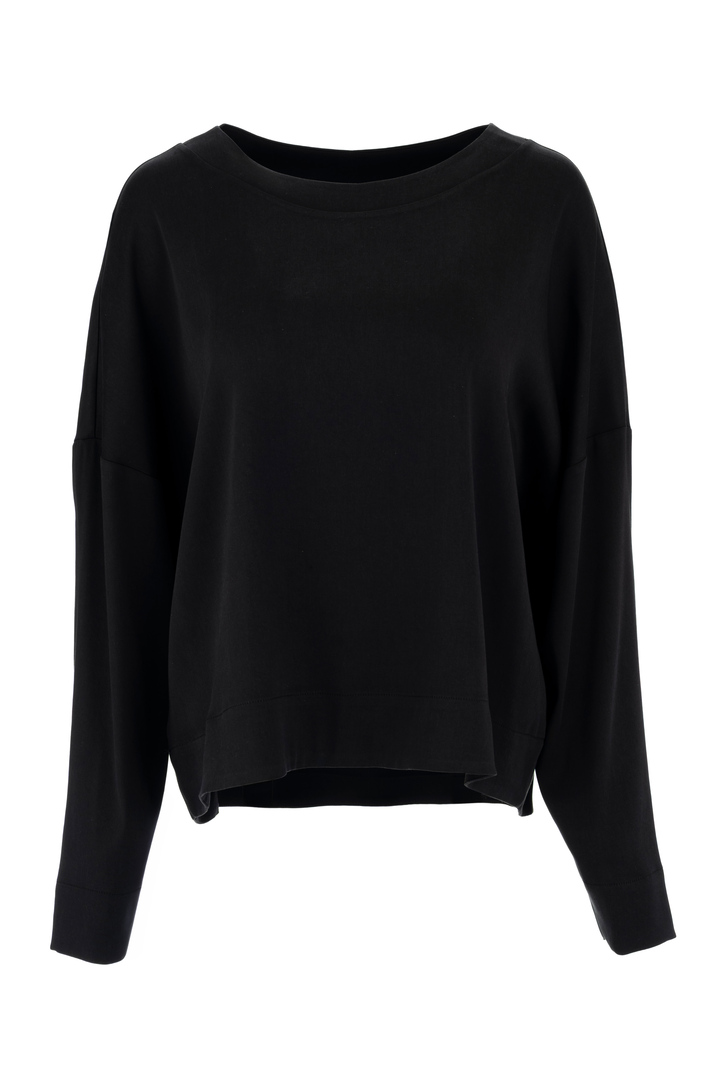 SATIN SANDWASHED TOP BLACK