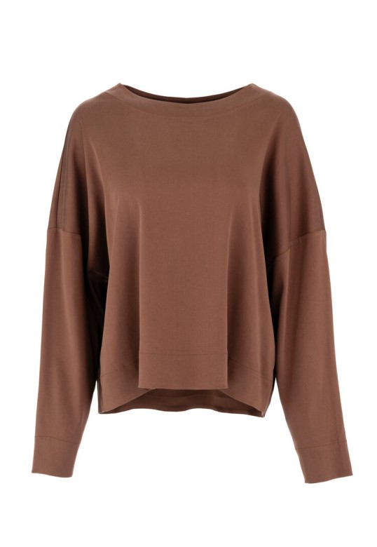 SATIN SANDWASHED TOP BROWN