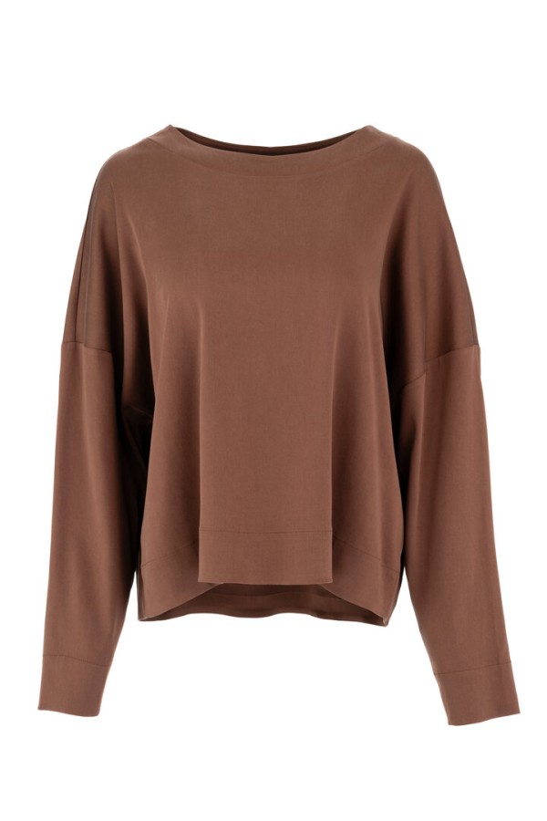 SATIN SANDWASHED TOP BROWN