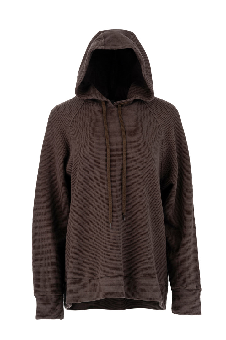 FUTTER WAFFLE HOODIED SWEATSHIRT DARK BROWN