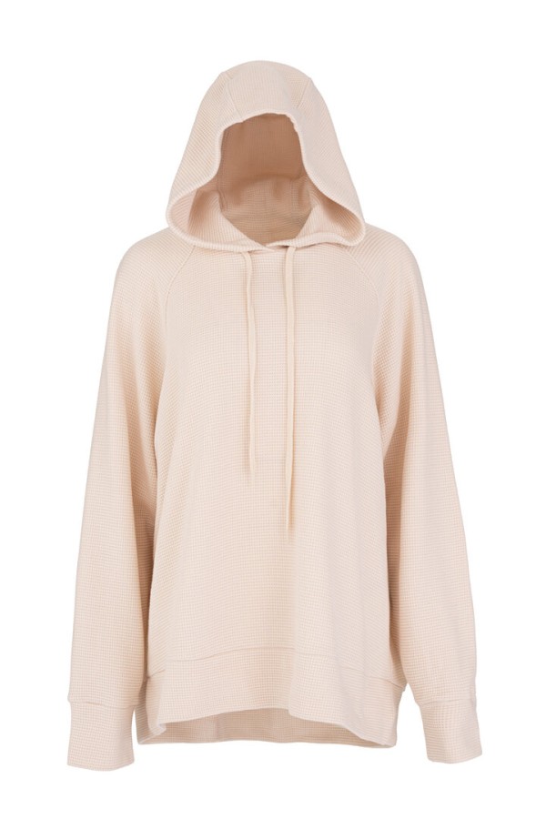 FUTTER WAFFLE HOODIED SWEATSHIRT DUSTY WHITE