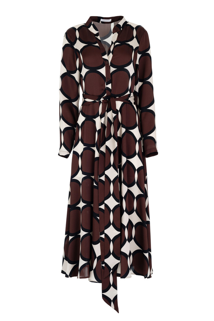 SATIN PRINT SHIRTDRESS BROWN