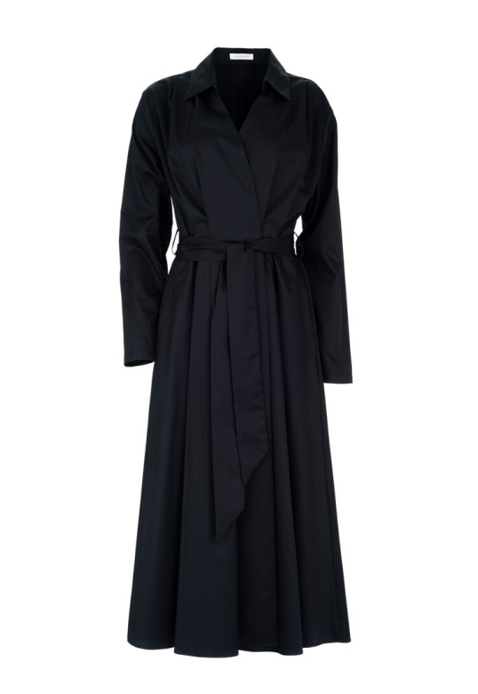 POPLIN WRAP DRESS BLACK