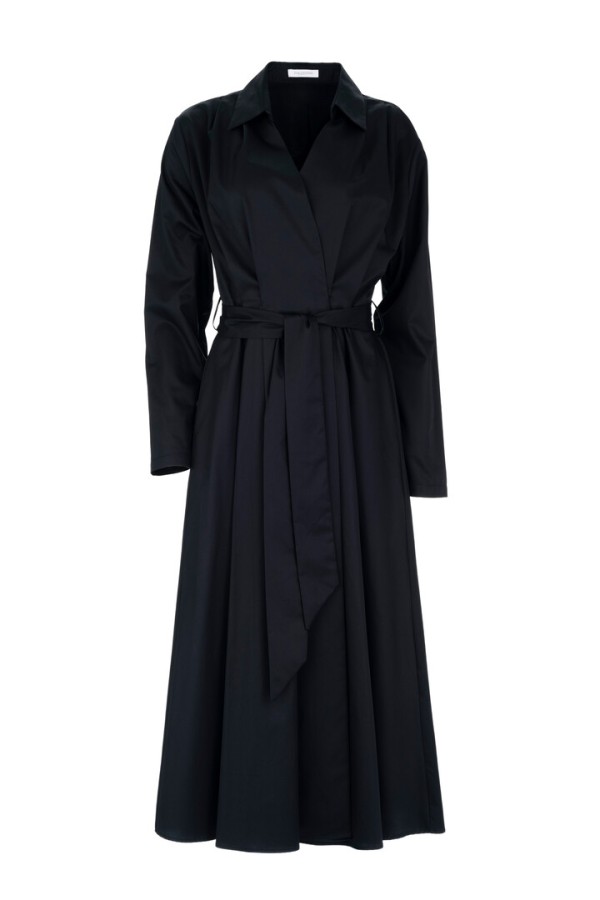 POPLIN WRAP DRESS BLACK