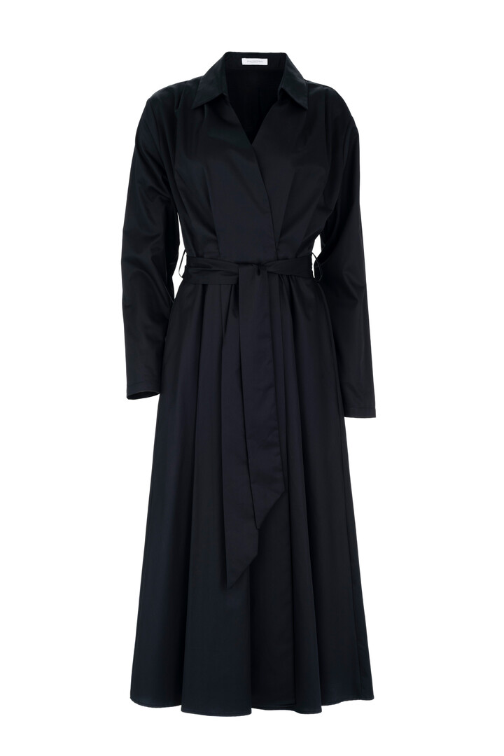 POPLIN WRAP DRESS BLACK