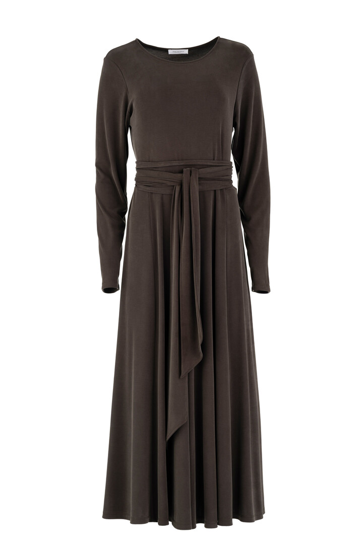 RIB SANDWASHED DRESS DARK KHAKI