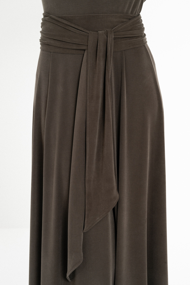 RIB SANDWASHED DRESS DARK KHAKI