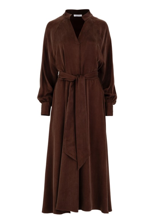 CUPRO VISCOSE DRESS BROWN