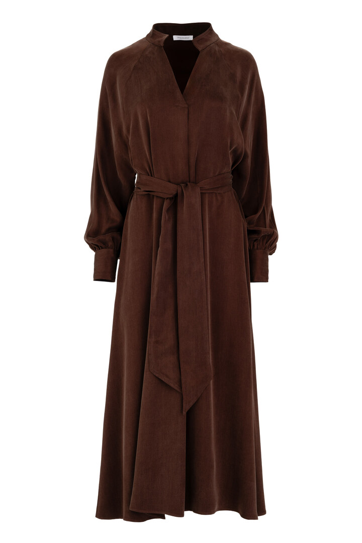 CUPRO VISCOSE DRESS BROWN