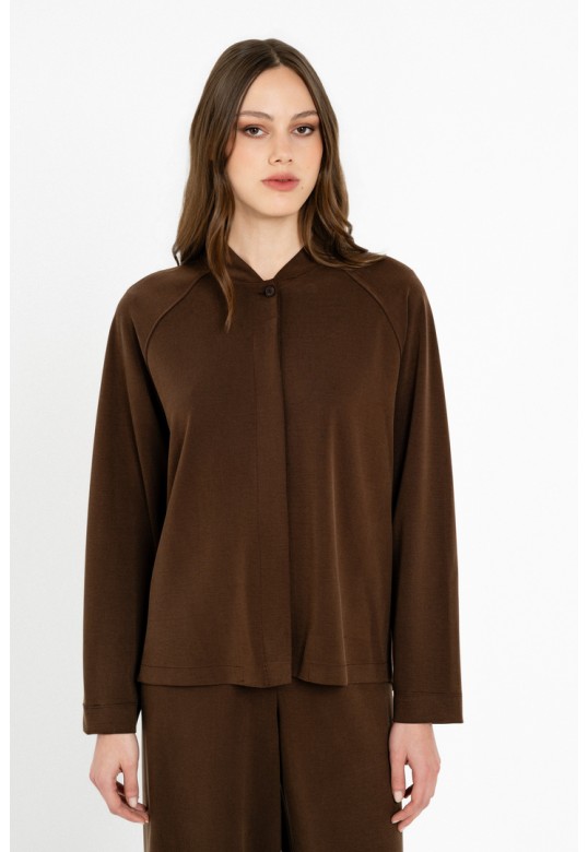 HEAVY RIB SANDWASHED JACKET DARK BROWN