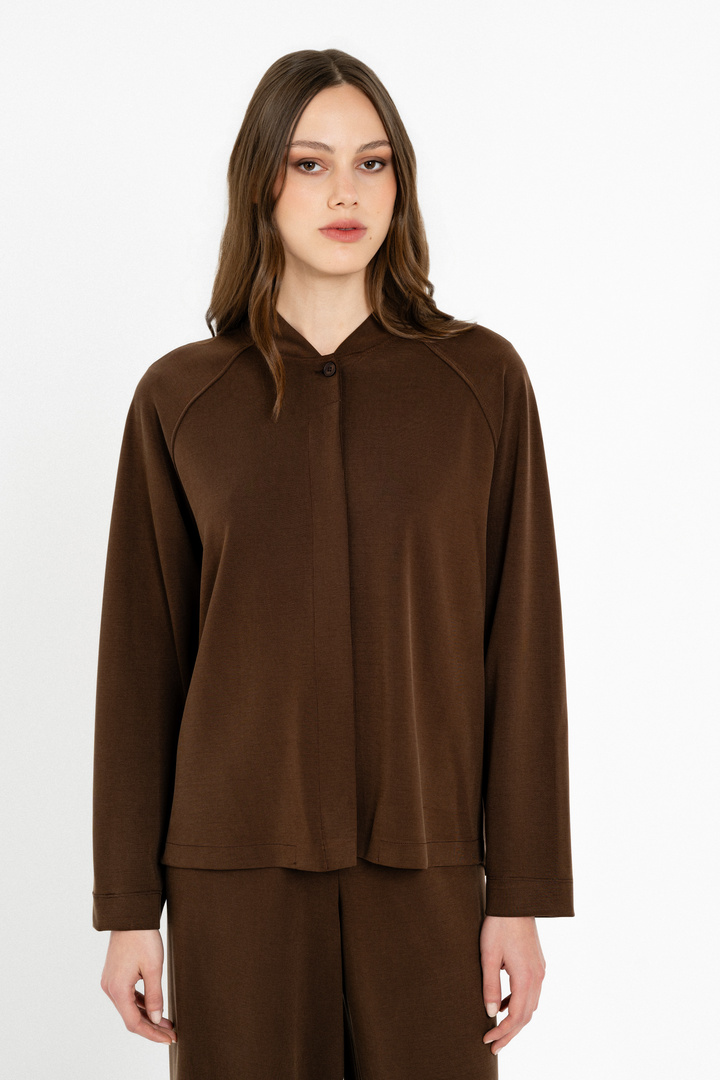 HEAVY RIB SANDWASHED JACKET DARK BROWN