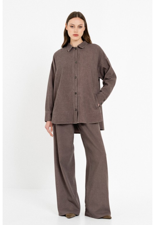 TWILL FADE OUT OVERSHIRT BORDEAUX