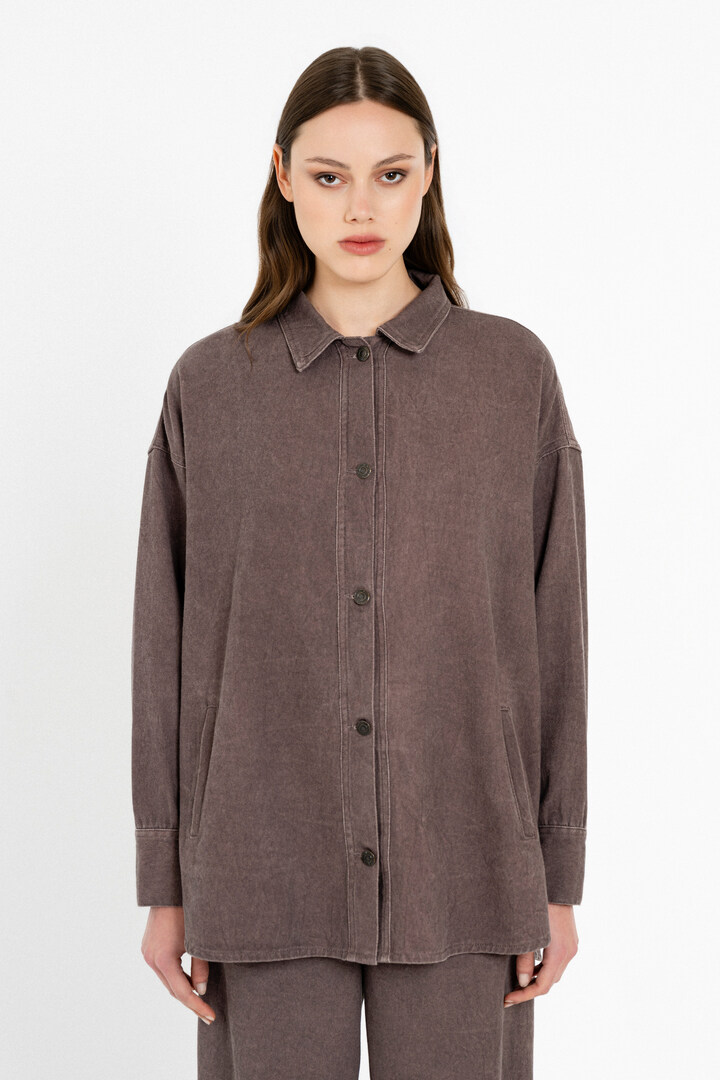 TWILL FADE OUT OVERSHIRT BORDEAUX