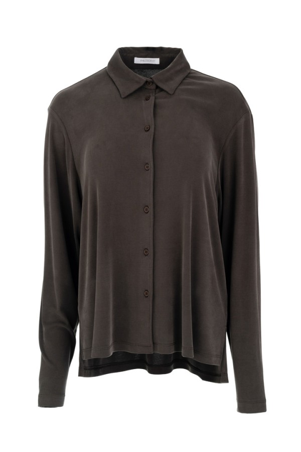 RIB SANDWASHED SHIRT DARK KHAKI