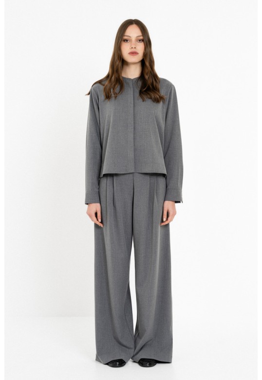 LIGHT T/R CROPPED SHIRT GREY MELANGE