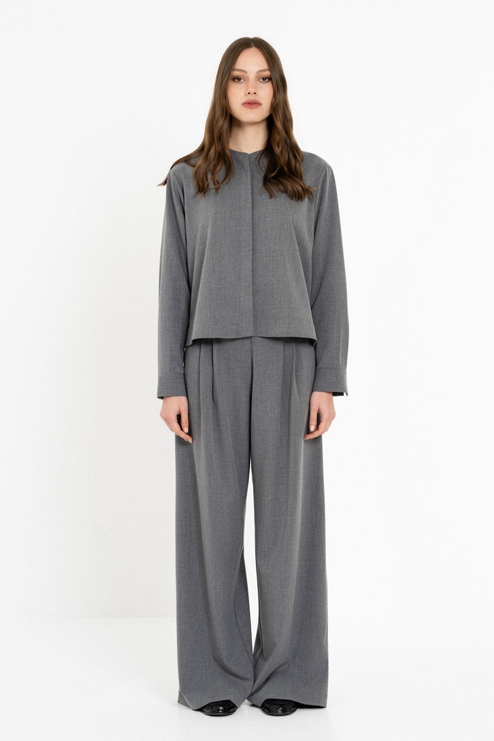 LIGHT T/R CROPPED SHIRT GREY MELANGE