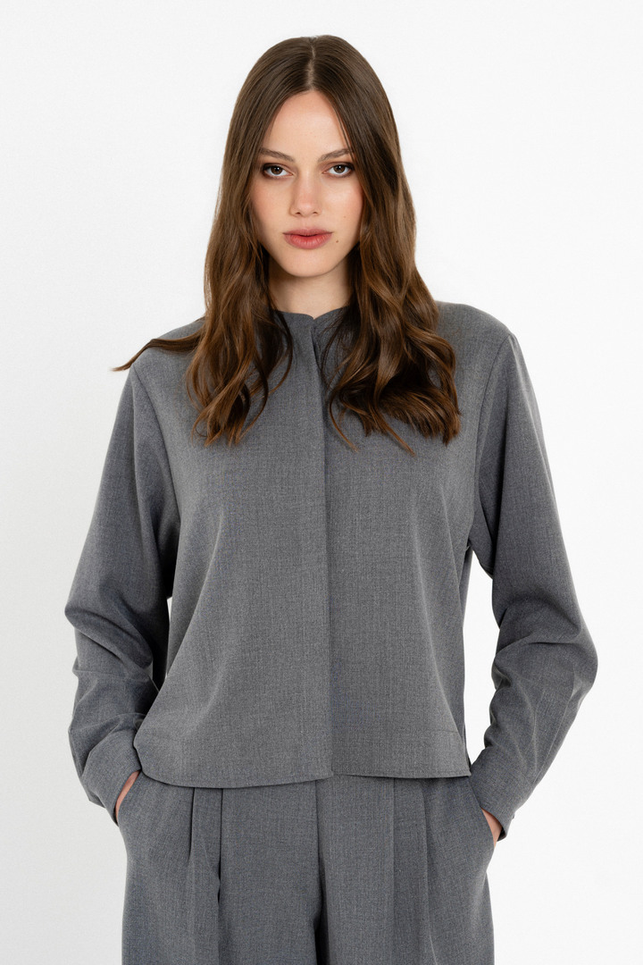 LIGHT T/R CROPPED SHIRT GREY MELANGE