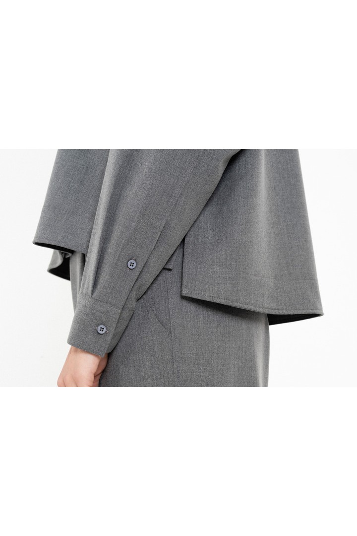 LIGHT T/R CROPPED SHIRT GREY MELANGE