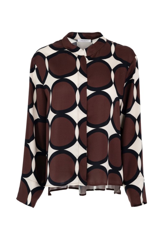 SATIN PRINT SHIRT BROWN