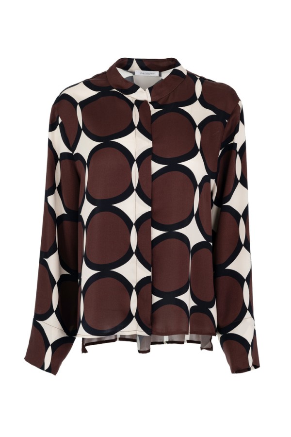 SATIN PRINT SHIRT BROWN