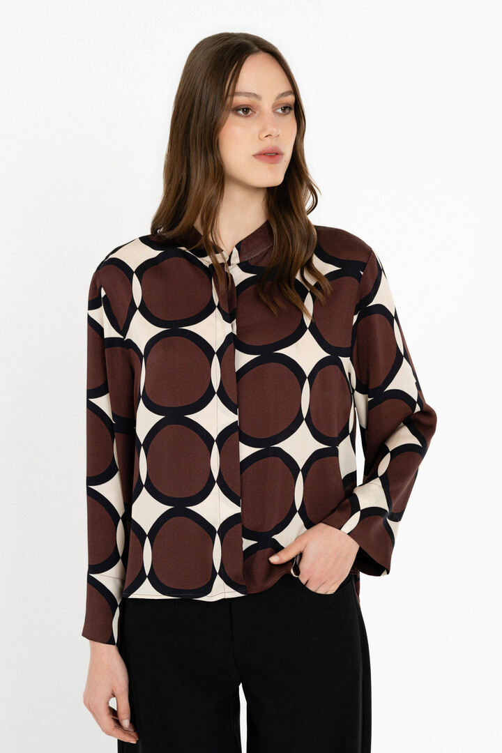SATIN PRINT SHIRT BROWN