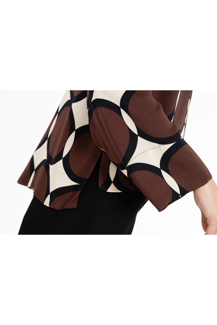 SATIN PRINT SHIRT BROWN