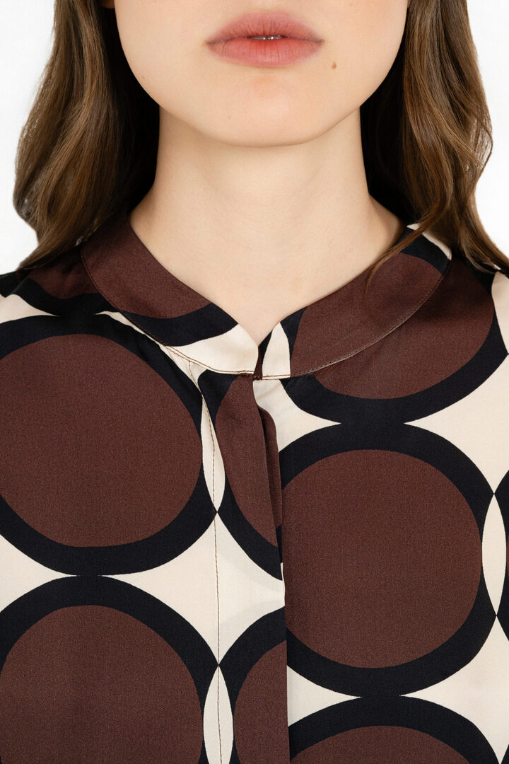 SATIN PRINT SHIRT BROWN