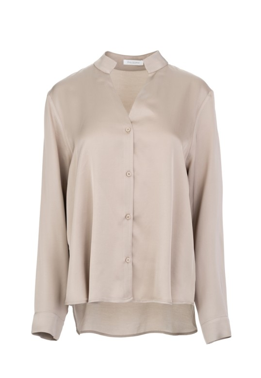 SATIN ECOVERO SHIRT BEIGE